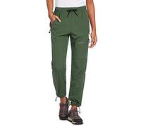 baleaf Pantalones Senderismo Mujer Ligero Trekking Secado Rápido Montaña Cargo Deportivos con Bolsillos Cremallera UPF50+ Transpirables al Aire Libre Lago Verde Militar-Alto L
