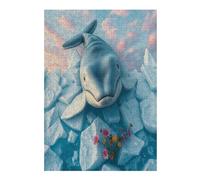 Balena Derecha Puzzle 300 Piezas Educativo Familiar Paisaje Edificio Rompecabezas 3D para Toda La Familia Aliviar Estrés Decoración Hogar Portátil 300 PCS
