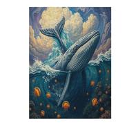 Balena Derecha Puzzle 500 Piezas Regalo Familiar Paisaje Edificio Rompecabezas 3D Obra De Arte para Hombres Y Mujeres DIY Creativo Aliviar Estrés 500 PCS