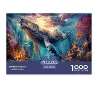 Balena Flotante Puzzles Imposible,desafío for Adults Cascadas Bosque Entretenimiento Creativo 1000 Piezas Obra De Arte De Juego De para Adultos Y Niños Mayores De 12 Años 52x38cm/1000pcs