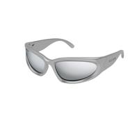 Balenciaga Hombre Balenciaga BB0157S 004 Gafas de sol Inyectado Plata Plata Redonda Espejo