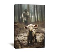 Balgardekor Jesús corriendo después de perder cordero cristiano arte de pared de 12 x 16 pulgadas, Jesús y cordero, religioso, inspirador, decoración del hogar para sala de estar, dormitorio, oficina,