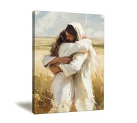 Balgardekor Lienzo de pintura cristiana de Jesús corriendo después del cordero perdido, arte de pared de Jesús y Cordero, decoración religiosa inspiradora para el hogar, sala de estar, dormitorio,