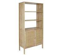 Bali Aparador buffet (L x An x Al: 37 x 80 x 163 cm, Marrón, Con ratán trenzado)