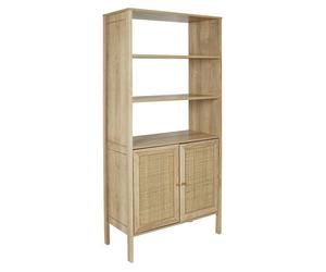 Bali Aparador buffet (L x An x Al: 37 x 80 x 163 cm, Marrón, Con ratán trenzado)