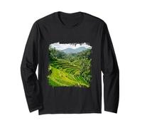 Bali Arroz Terrazas Tropical Montaña Paisaje Escena Manga Larga