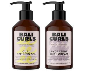 BALI CURLS Curl Defining Set - Crema Hidratante para Rizos y Gel Definidor (150 ml cada uno) - Para cabello suave y definido - Hidratación, definición y fijación sin apelmazamiento