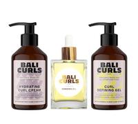 Bali Curls, set de gel para rizos (150 ml), crema hidratante para rizos (150 ml) y aceite para unión (30 ml), set para el cuidado de rizos definidos, brillantes y cuidados