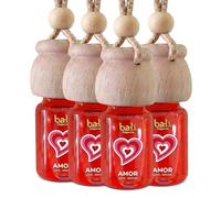 Bali fragancias Pack de 4 Ambientadores de coche AMOR 6 ml 0% alcohol, absorbe el mal olor de tu vehículo