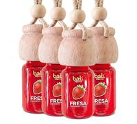 Bali fragancias Pack de 4 Ambientadores de coche FRESA 6 ml 0% alcohol, absorbe el mal olor de tu vehículo