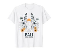 Bali Indonesia Balinese Split Gate Puesta del Sol Isla Tropical Camiseta gráfica económica