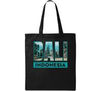 Bali Indonesia - Bolsa de algodón ecológico natural con logotipo de viaje, color negro, Black, Talla única