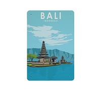 Bali Indonesia City Retro Travel Cartel de chapa Placa de metal Arte Colgante Pintura de hierro Retro Hogar Cocina Jardín Garaje Decoración de pared 12 "X8"