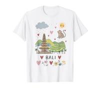 Bali Indonesia Mono Arroz Terraza Templo Corazón Obra De Arte Camiseta gráfica económica, Hombre, Blanco, L