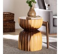 bali & pari Noleta - Mesa Auxiliar de Madera de suar Tallada a Mano, Mesa escultural de Reloj de Arena con Grano Natural, Estilo Bohemio Moderno para Sala de Estar o Dormitorio, 14 Pulgadas de Ancho