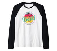Bali Recuerdo Retro Vendimia Puesta de Sol de Indonesia Camiseta Manga Raglan