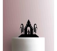 Bali Temple Building - Decoración acrílica para tartas de 8 pulgadas de ancho/negro