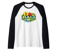 Bali Tropical Flower Beach Island Viajes Diseño Camiseta Manga Raglan