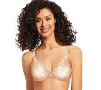 Bali Brasier con Aros suavizante Completo Sujetador de Cobertura, Cuenco de Arena/patrón de Hojas Blancas, 90D para Mujer