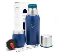 BALIBETOV Kit de yerba mate: incluye 1 taza, 1 popote y 1 termo con 2 tapones. Calabaza de acero inoxidable Yerba Mate, tapa azul