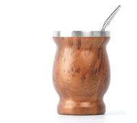 balibetov Mate Argentino - Kit Vaso para Mate de Doble Pared de Acero Inoxidable, Dos Bombillas y cepillo para Limpiar la Bombilla, resistente y elegante (Madera)