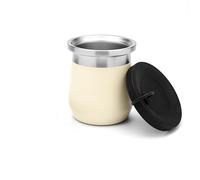 balibetov Mate Argentino moderno de Acero Inoxidable 270 ml - Doble Pared, Térmico, Base Antideslizante, Tapa de Silicona Antiderrames (Beige)