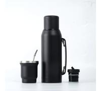 BALIBETOV Set Premium Completo de Yerba Mate - Mate Moderno (270 ml), Termo con Doble Pico (1 L), 2 Bombillas