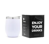BALIBETOV Vaso Termo para Vino con Tapa (355ml) - Vaso Termo de Vino para Llevar - Taza Termica para Llevar Café, Té, Vino, Cerveza y mas - para Frio y Calor (Blanco)