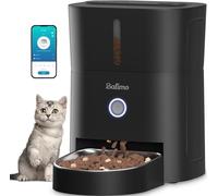 Balimo Comedero Gato Automatico, 2.4G WiFi Dispensador Comida Gatos, 3L Comedero Automatico Gato, Bol de Acero Inoxidable 304, 1 a 10 Comidas, Negro