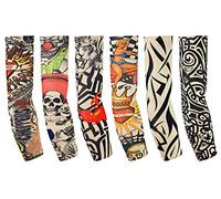 Balinco 6 Piezas Tattoo Sleeves Arm Tattoo Stocking Men Ladies Nylon Tattoo Arm Stocking Tatuaje Temporal Arm Tattoo Arm Stockings Tattoo Stockings Arm for Carnival Fancy Dress Party