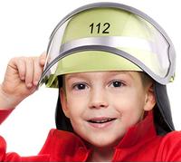 Balinco Casco de bomberos 112" para niños con visera abatible y paño para el cuello | talla ajustable | ideal como disfraz para carnaval