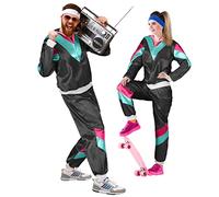 Balinco Chándal Premium 80s & 90s Retro I Assianzug I Disfraz I Gangster I Prolet I Mal Gusto I Assi I Hombre I Mujer I Lema I Carnaval I Fasching (Negro I Petróleo I Rosa, XL)