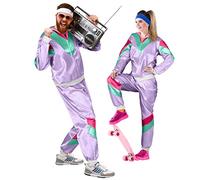 Balinco Chándal Premium 80s & 90s Retro I Assianzug I Disfraz I Gangster I Prolet I Mal Gusto I Assi I Hombre I Mujer I Lema I Carnaval I Fasching (Morado I Verde I Rosa, S)