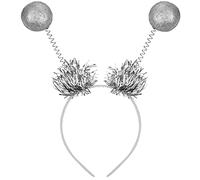 Balinco Diadema Alien Plateada con 2 Bolas Redondas y Efecto Purpurina | Diadema | Diadema Reina Disco | Accesorios para el Cabello | Diadema | Tocado | Disfraz Carnaval Halloween para Mujer y Hombre
