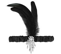 Balinco Diadema de plumas años 20 | Diadema Gatsby | Diadema de lentejuelas | Diadema Charleston Retro | Diadema de plumas | Accesorios para el pelo años 20 | Accesorio para mujer