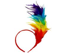 Balinco Diadema de plumas de arcoíris, ideal para disfraces y ocasiones festivas, temática de loros, carnaval, etc