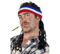 Balinco Diadema Mullet con Pelo Diadema Hillbilly Peluca Chav Peluca Chav Chulo (Negro)