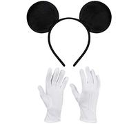 Balinco Diadema Negro con Orejas de Ratón Mickey Mouse Incluye Guantes Blancos