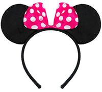 Balinco Diadema para el pelo en negro con orejas de Ratón Ratón con lazo en rosa con lunares blancos para niños y adultos