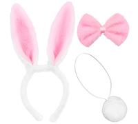 Balinco Disfraz de conejo para mujer, conjunto sexy, color blanco y rosa
