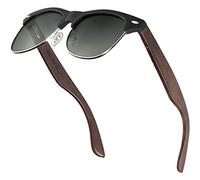 Balinco Gafas de sol media montura patillas madera oscura y lentes TAC polarizadas para una visin e tida inastillables, sostenibles, duraderas en un prctico set que incluye estuche regalo.