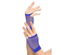 Balinco Guantes rockeros de rejilla 80s / 90s para señoras y chicas (Azul)