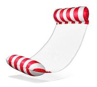 Balinco Hamaca de Agua, colchón de Agua, colchoneta de Agua, colchón de Aire con reposabrazos, Tumbona Flotante, Tumbona de relajación, Juguete acuático para niños y Adultos (Rojo/Blanco)