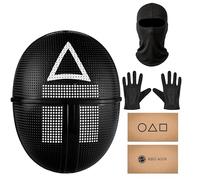 Balinco La Máscara de Juego + Pasamontañas + Guantes Negros + 1x Tarjeta de Juego para Halloween, Carnaval y Carnaval como Disfraz para Hombres y Mujeres (Triángulo)