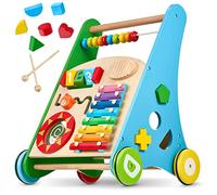 Balinco LEARNING WAGON WOOD, 3 en 1, juguete didáctico + juguete musical + andador para bebés a partir de 6 meses