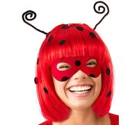 Balinco MARIENKÄFER BOB PERÜCKE + MÁSCARA rojo con puntos negros | Peluca Mariquita | Accesorios para el cabello | Tupé Escarabajo | Sombreros | Carnaval Fiesta de Halloween