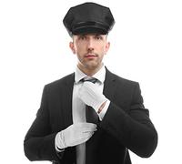 Balinco Set con Gorra de chófer + Corbata + Guantes Blancos - el complemento Disfraz de chófer de Boda o Conductor/chófer.