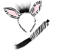 Balinco Set de Disfraz de Cebra, Diadema con Orejas y Cola de Cebra, Halloween, Accesorios de Carnaval JGA, Fiesta en la Selva, Disfraces de Carnaval de Mujer