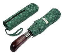 Balios Paraguas plegable con mango de madera auténtica, apertura automática, toldo ventilado, Hojas de arce verde oscuro, 50-55 inches