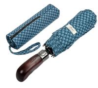 Balios Paraguas plegable con mango de madera auténtica, apertura automática, toldo ventilado, Pimlico Legion Azul